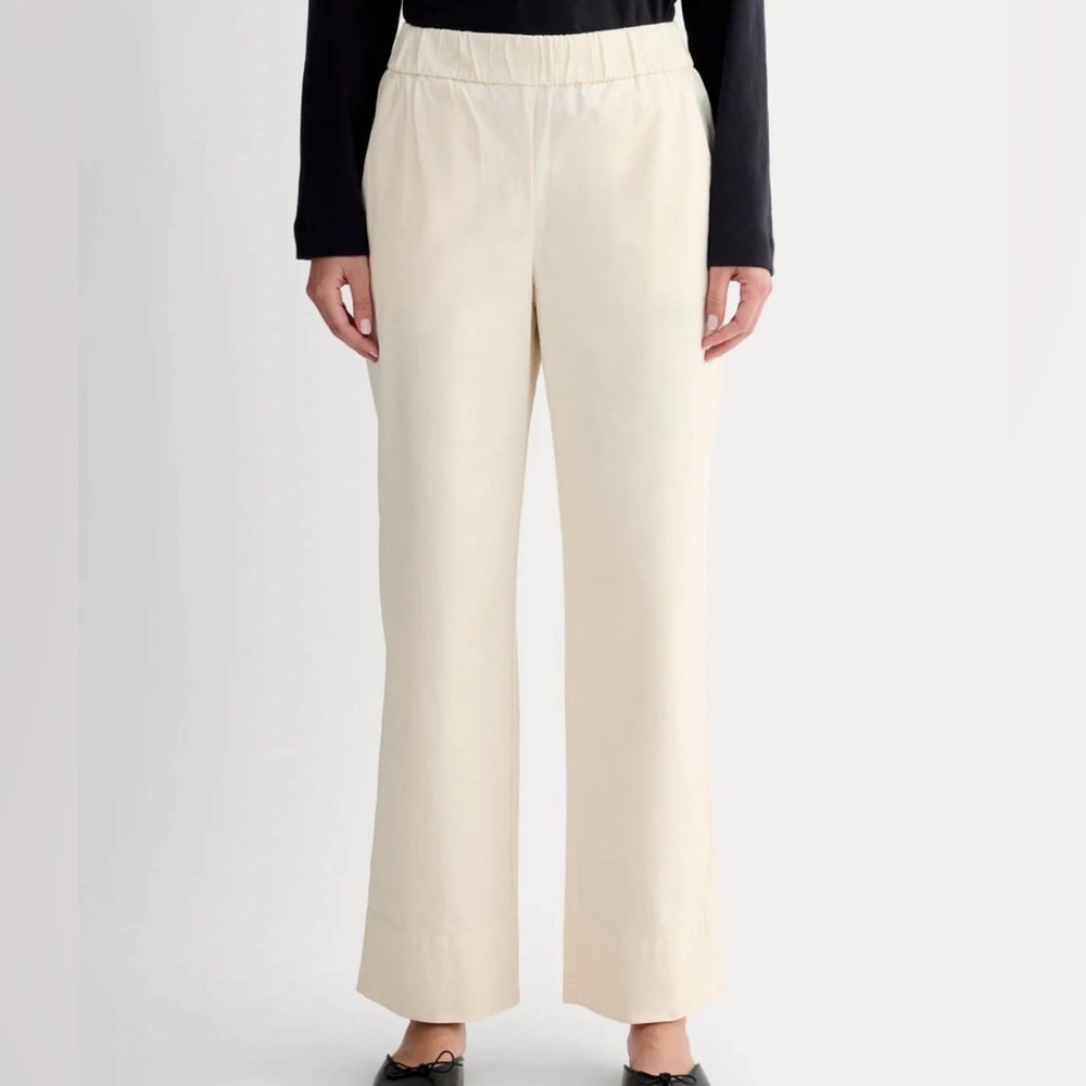 Everlane The Easy Pant Canvas Women's Organic Cotton Elastic Waist Beachy Size 6 - Picture 2 of 12